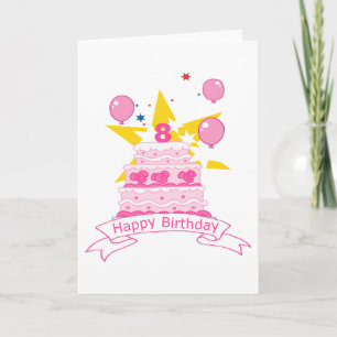 8 jaar oude verjaardagsCake Kaart