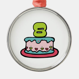 8 jaar oude verjaardagsCake Metalen Ornament