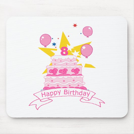 8 jaar oude verjaardagsCake Muismat (Voorkant)