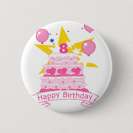 8 jaar oude verjaardagsCake Ronde Button 5,7 Cm