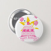 8 jaar oude verjaardagsCake Ronde Button 5,7 Cm (Voorkant /achterkant)
