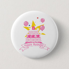 8 jaar oude verjaardagsCake Ronde Button 5,7 Cm