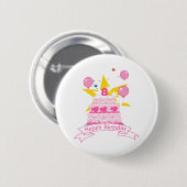 8 jaar oude verjaardagsCake Ronde Button 5,7 Cm (Voorkant /achterkant)