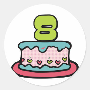 8 jaar oude verjaardagsCake Ronde Sticker