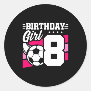 8 Jaar Oude Voetbalfeest 8e Verjaardag Meisje Ronde Sticker