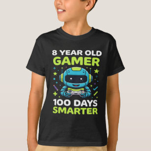 8-jarige gamer 100 dagen slimmer van school gamen t-shirt