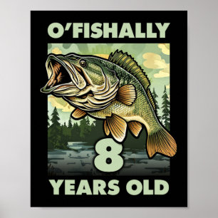 8-jarige visser O'fishally 8 vissen 8e verjaardag Poster
