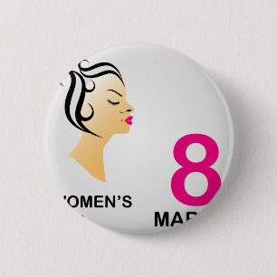 8 maart Internationale dag van de vrouw Ronde Button 5,7 Cm