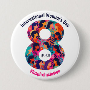 8 maart Internationale Vrouwendag IWD Ronde Button 7,6 Cm