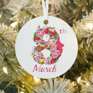 8 maart Internationale Vrouwendag Metalen Ornament