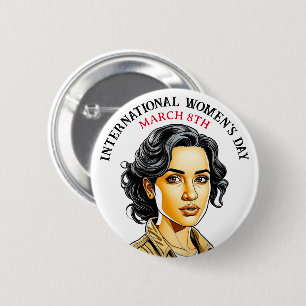 8 maart Internationale Vrouwendag Ronde Button 5,7 Cm