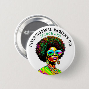 8 maart Internationale Vrouwendag Ronde Button 5,7 Cm