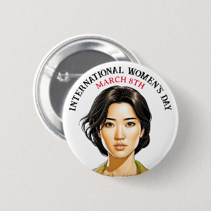 8 maart Internationale Vrouwendag Ronde Button 5,7 Cm