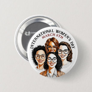 8 maart Internationale Vrouwendag Ronde Button 5,7 Cm