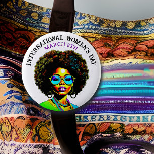8 maart Internationale Vrouwendag Ronde Button 5,7 Cm