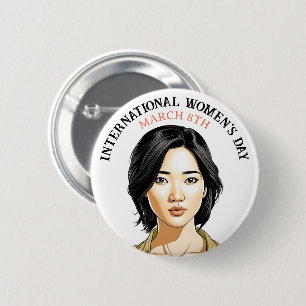 8 maart Internationale Vrouwendag Ronde Button 5,7 Cm
