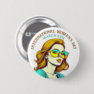 8 maart Internationale Vrouwendag Ronde Button 5,7 Cm