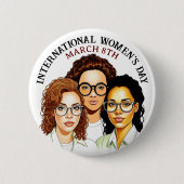 8 maart Internationale Vrouwendag Ronde Button 5,7 Cm (Voorkant)