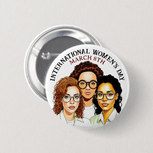 8 maart Internationale Vrouwendag Ronde Button 5,7 Cm