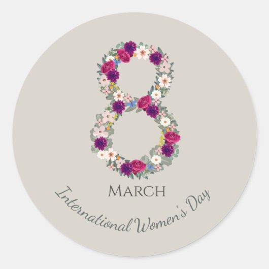8 maart Internationale Vrouwendag Ronde Sticker (Voorkant)