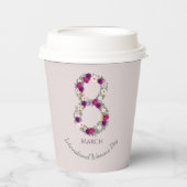 8 maart Internationale Vrouwendag viering Papieren Bekers (Voorkant)