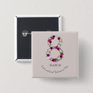 8 maart Internationale Vrouwendag Vierkante Button 5,1 Cm