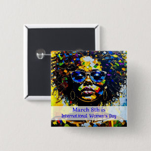 8 maart Internationale Vrouwendag Vierkante Button 5,1 Cm