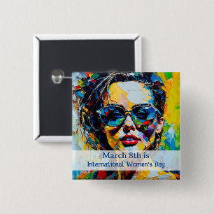 8 maart Internationale Vrouwendag Vierkante Button 5,1 Cm