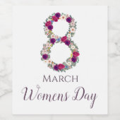 8 maart Internationale Vrouwendag Wijn Etiket (Enkel label)