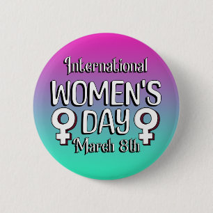 8 maart is het Internationale Vrouwendag IWD Ronde Button 5,7 Cm