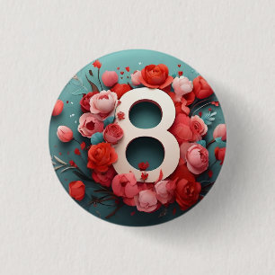 8 maart ontwerp ronde button 3,2 cm