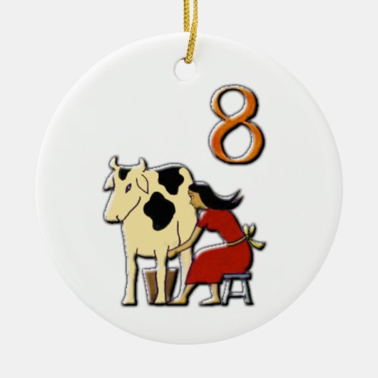 8 Maids a Milking Keramisch Ornament (Voorkant)