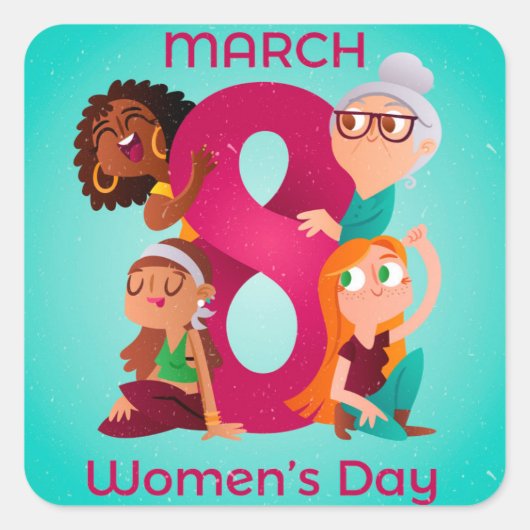 8 March - Women's Day Vierkante Sticker (Voorkant)