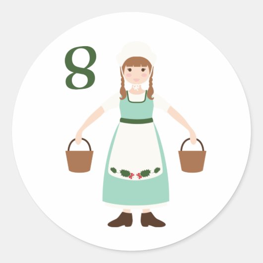 8 Melk Maids Ronde Sticker (Voorkant)