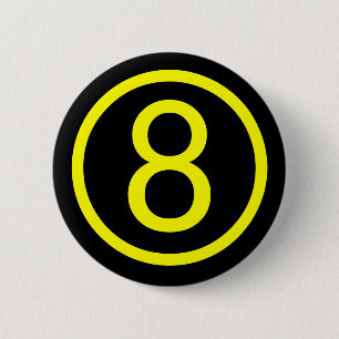 8 - Nummer acht Ronde Button 5,7 Cm