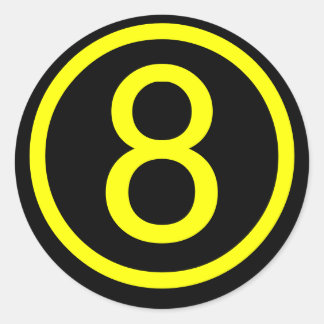 8 - Nummer acht Ronde Sticker