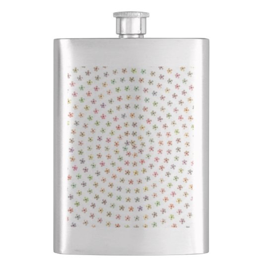 8 onces. Flacon d'acier inoxydable, motif floral (devant)