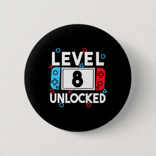 8 Ontgrendelde Gamer 8e Verjaardag Video Game Boys Ronde Button 5,7 Cm