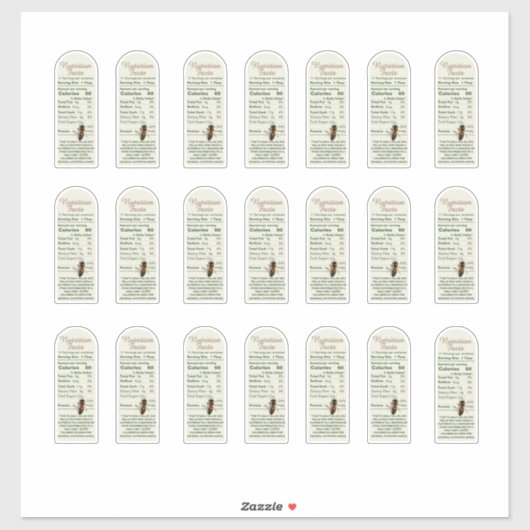 8 oz Muth Jar Voeding Feiten met Bee Vinyl Sticker (Vel)