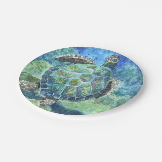 8 Papieren Borden Zee Turtle #2 Papieren Bordje (Gekanteld)