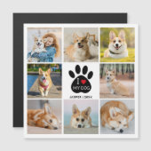 8 Photo Collage Coeur J'aime mon chien Carte magné (Devant / Derrière)