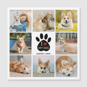 8 Photo Collage Coeur J'aime mon chien Carte magné