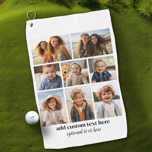 8 Photo Collage - Modern Minimal Zwart-wit Golfhanddoek