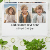 8 Photo Collage - Modern Minimal Zwart-wit Theedoek (Gevouwen)