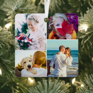 8 Photo Double Sided Metal Rond Ornament