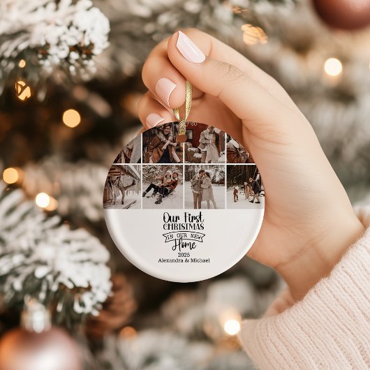 8 Photo Minimalist Christmas First Home Keramisch Ornament