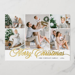 8 PHOTO Sparkle Merry-kerstgroet Folie Feestdagenkaart