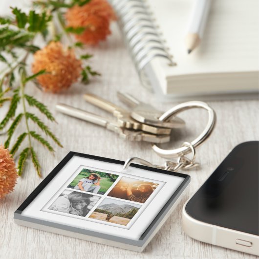 8 Photo Square Sjabloon Inlay Double Sided Sleutelhanger (Voorkant Rechts)