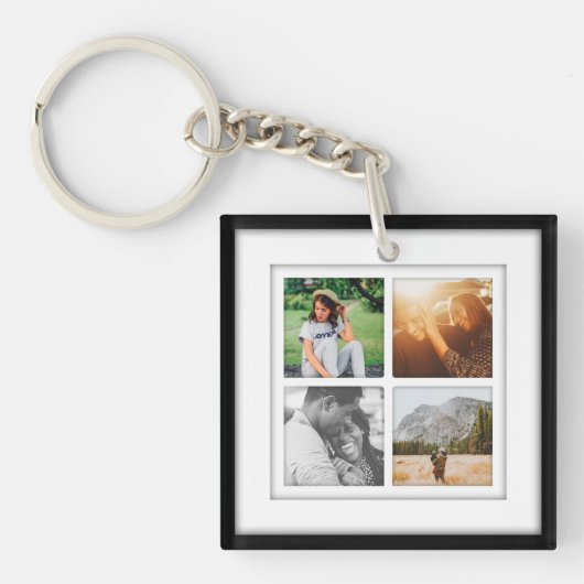 8 Photo Square Sjabloon Inlay Double Sided Sleutelhanger (Voorkant)