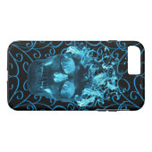 8 Plus/7 Plus Blue Fire Skull iPhone 7 Coque (Dos (Horizontal))